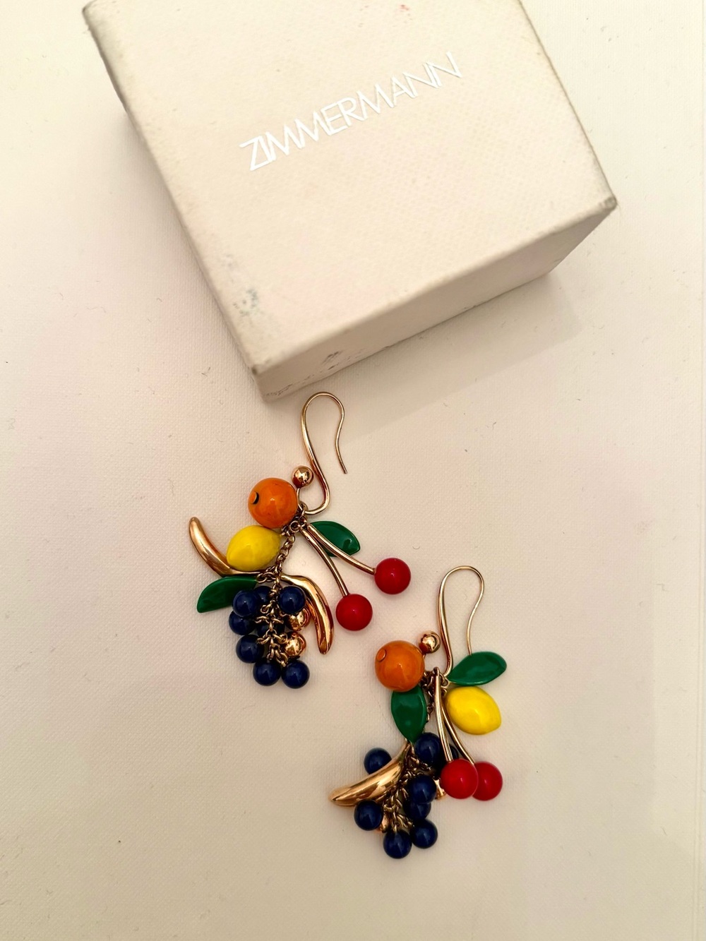 Zimmermann RARE Mix Fruit Drop Earrings Gold Tone - Picture 2 of 4